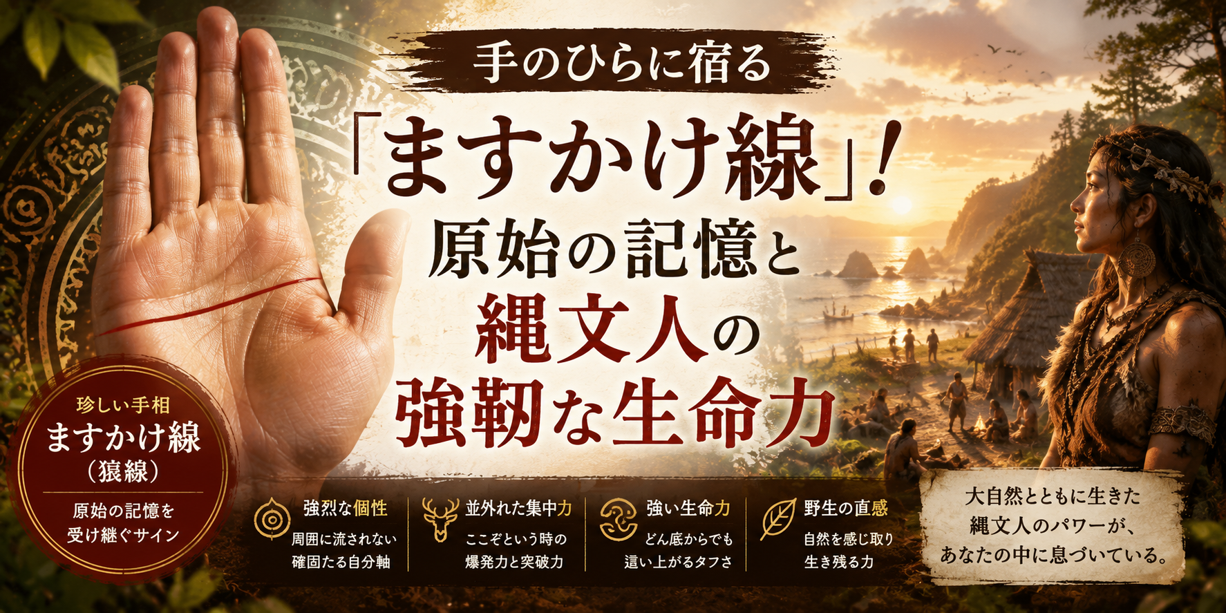 手のひらに宿る「ますかけ線」！原始の記憶と縄文人の強靭な生命力