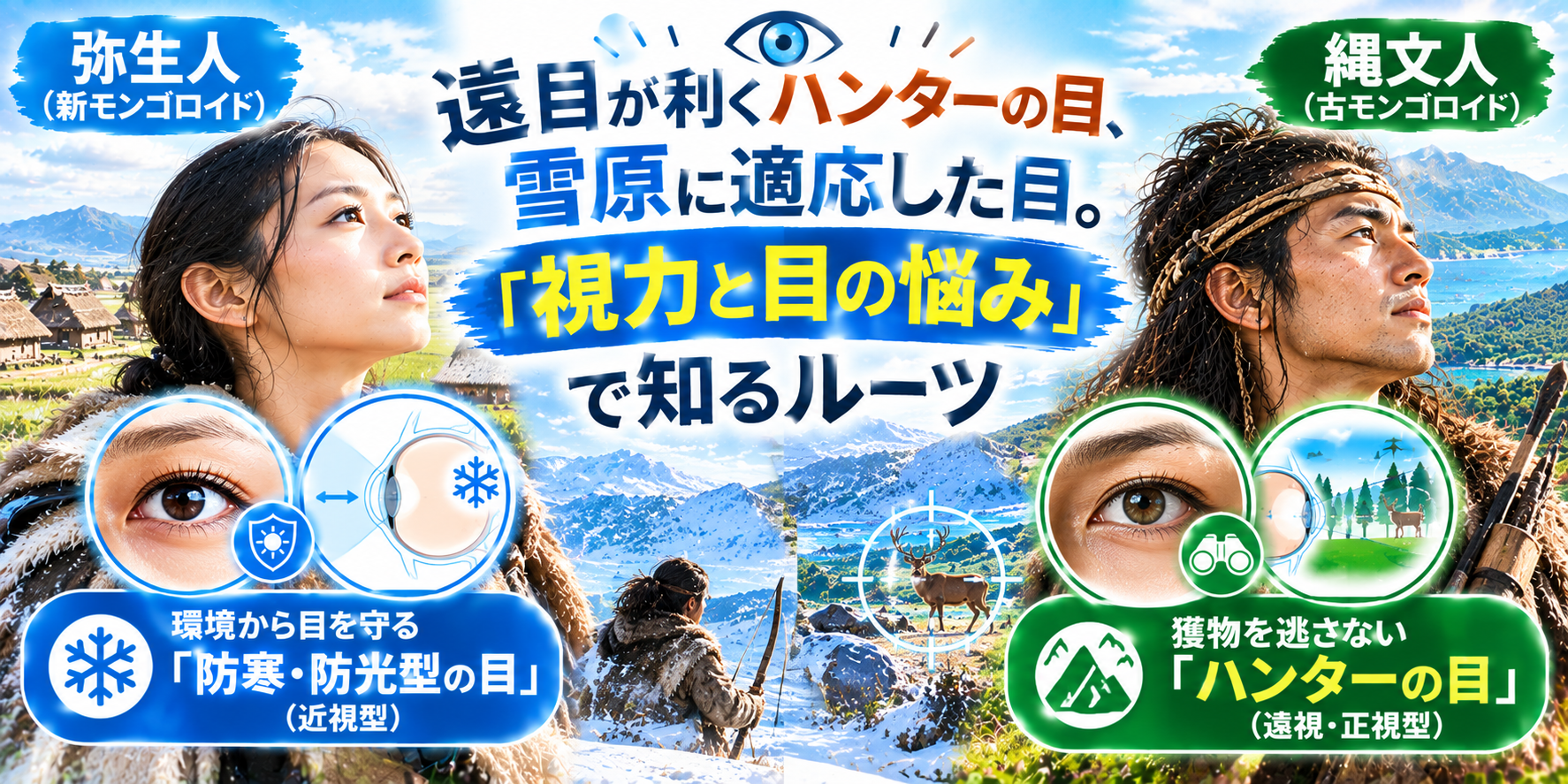 遠目が利くハンターの目、雪原に適応した目。「視力と目の悩み」で知るルーツ