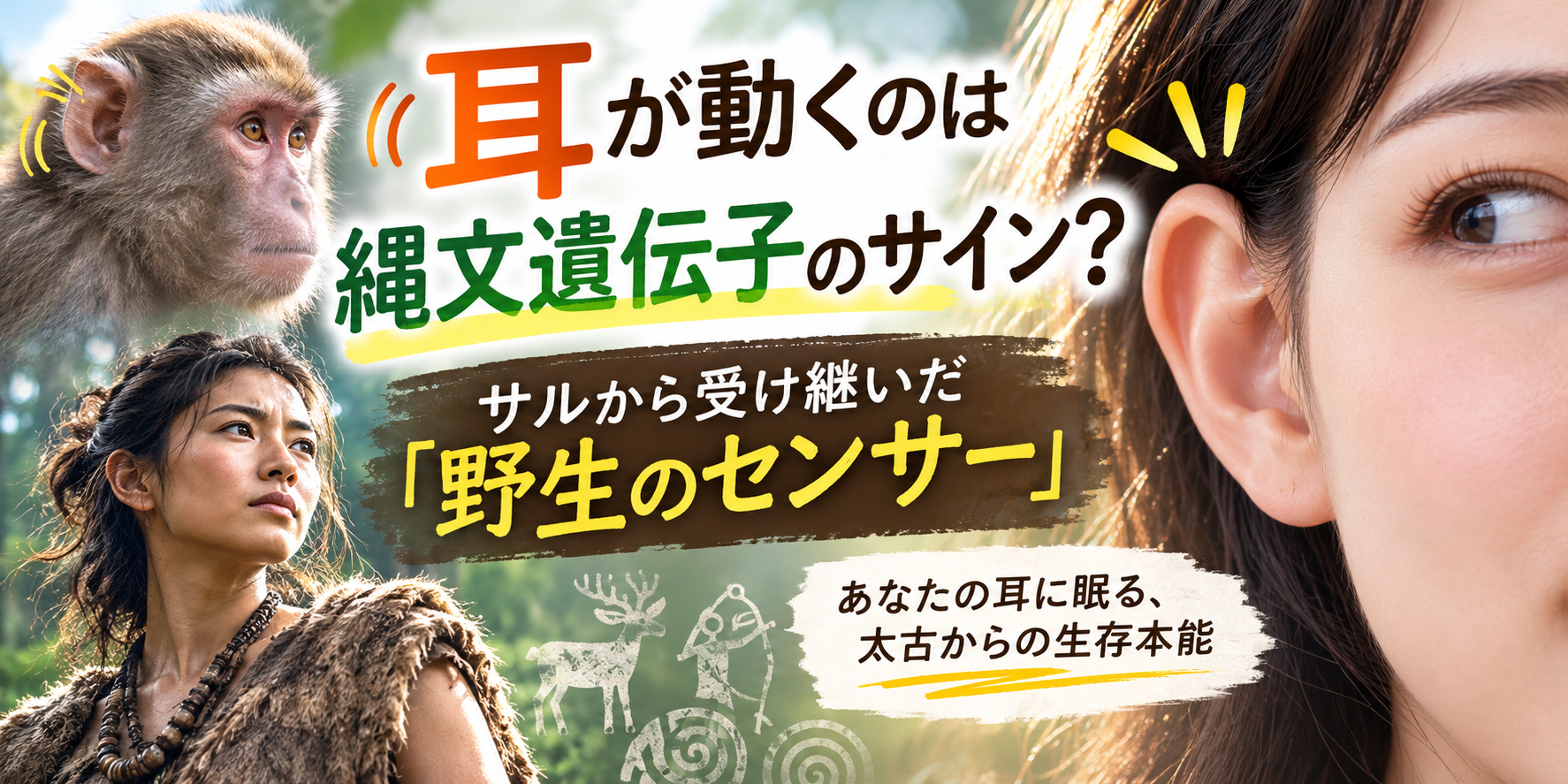 耳が動くのは縄文遺伝子のサイン？サルから受け継いだ「野生のセンサー」