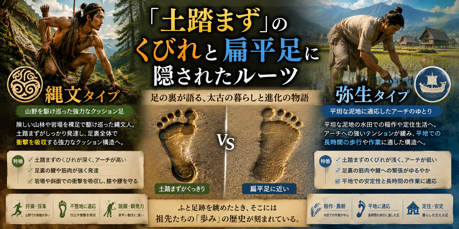 「土踏まず」のくびれと扁平足に隠されたルーツ