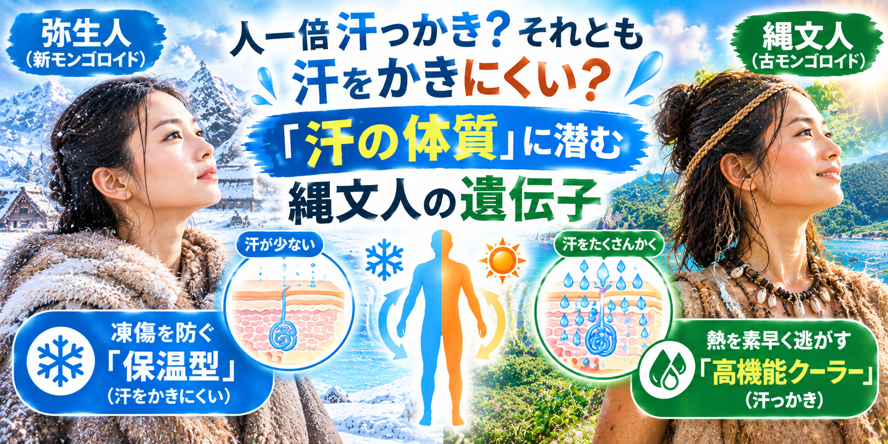 人一倍汗っかき？それとも汗をかきにくい？「汗の体質」に潜む縄文人の遺伝子