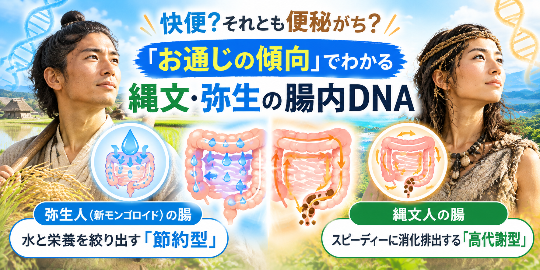 快便？それとも便秘がち？「お通じの傾向」でわかる縄文・弥生の腸内DNA