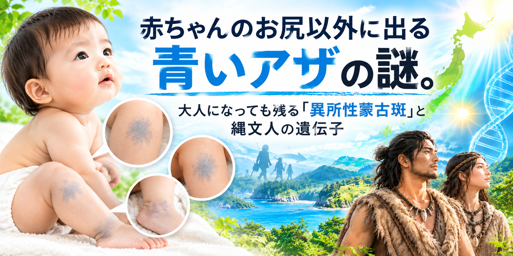 赤ちゃんのお尻以外に出る青いアザの謎。大人になっても残る「異所性蒙古斑」と縄文人の遺伝子