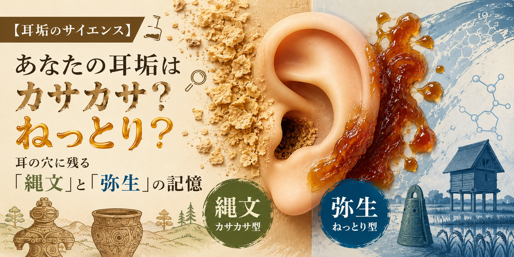 【耳垢のサイエンス】あなたの耳垢はカサカサ？ねっとり？耳の穴に残る「縄文」と「弥生」の記憶