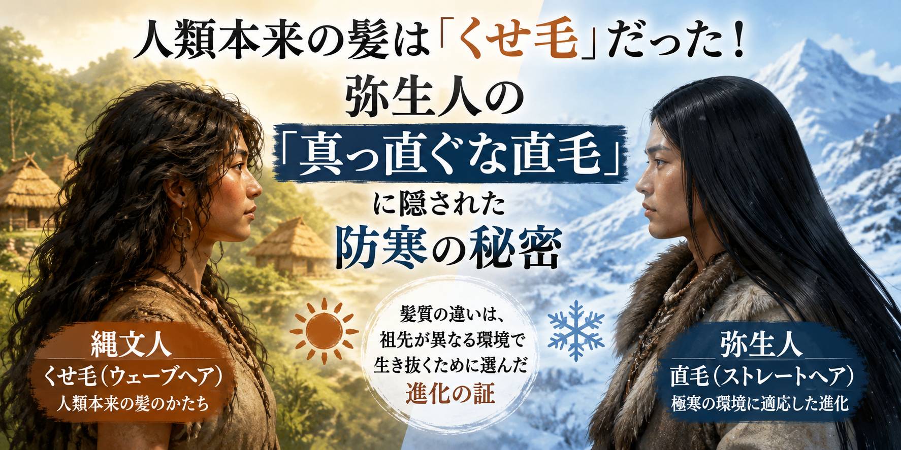 人類本来の髪は「くせ毛」だった！弥生人の「真っ直ぐな直毛」に隠された防寒の秘密