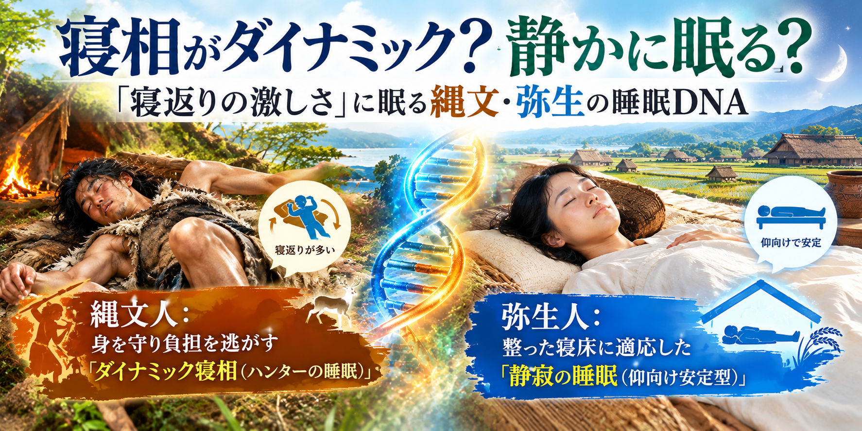 寝相がダイナミック？静かに眠る？「寝返りの激しさ」に眠る縄文・弥生の睡眠DNA