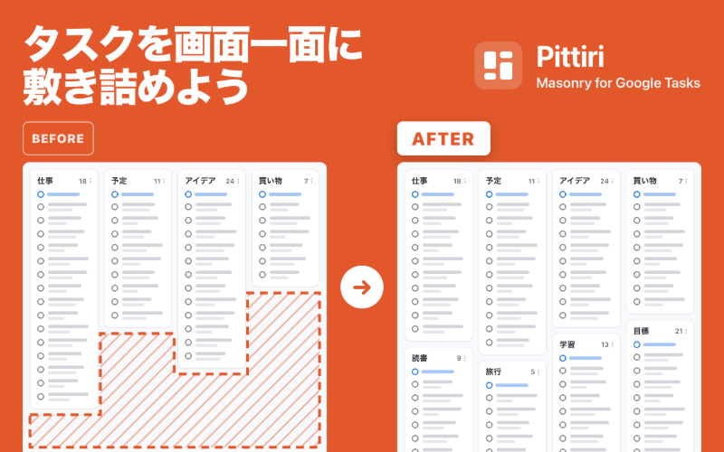 Pittiri – Masonry for Google Tasksのスクリーンショット