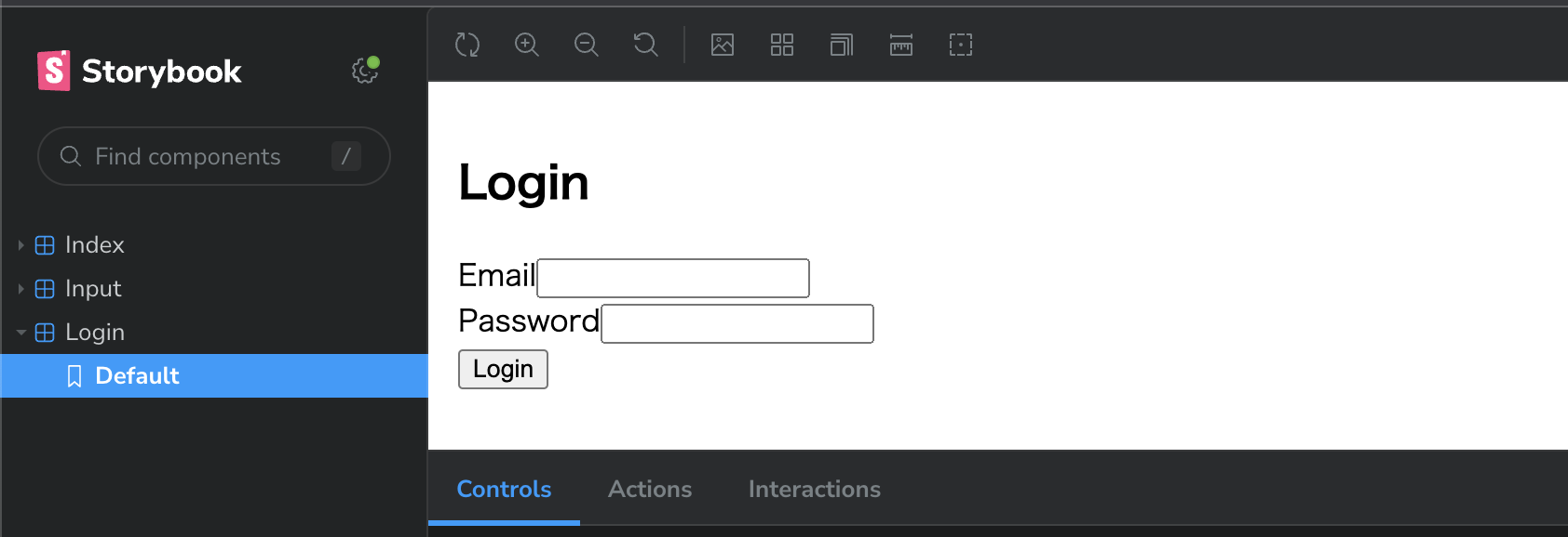 show login page in storybook