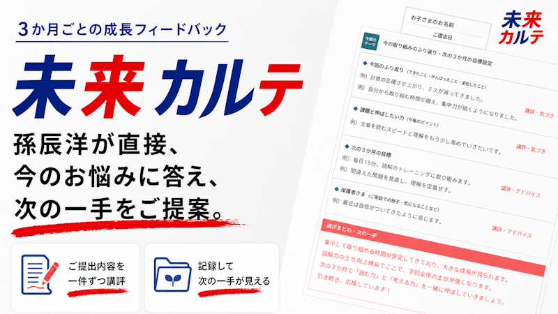 【孫辰洋が3か月ごとに直接フィードバック】未来カルテのご案内