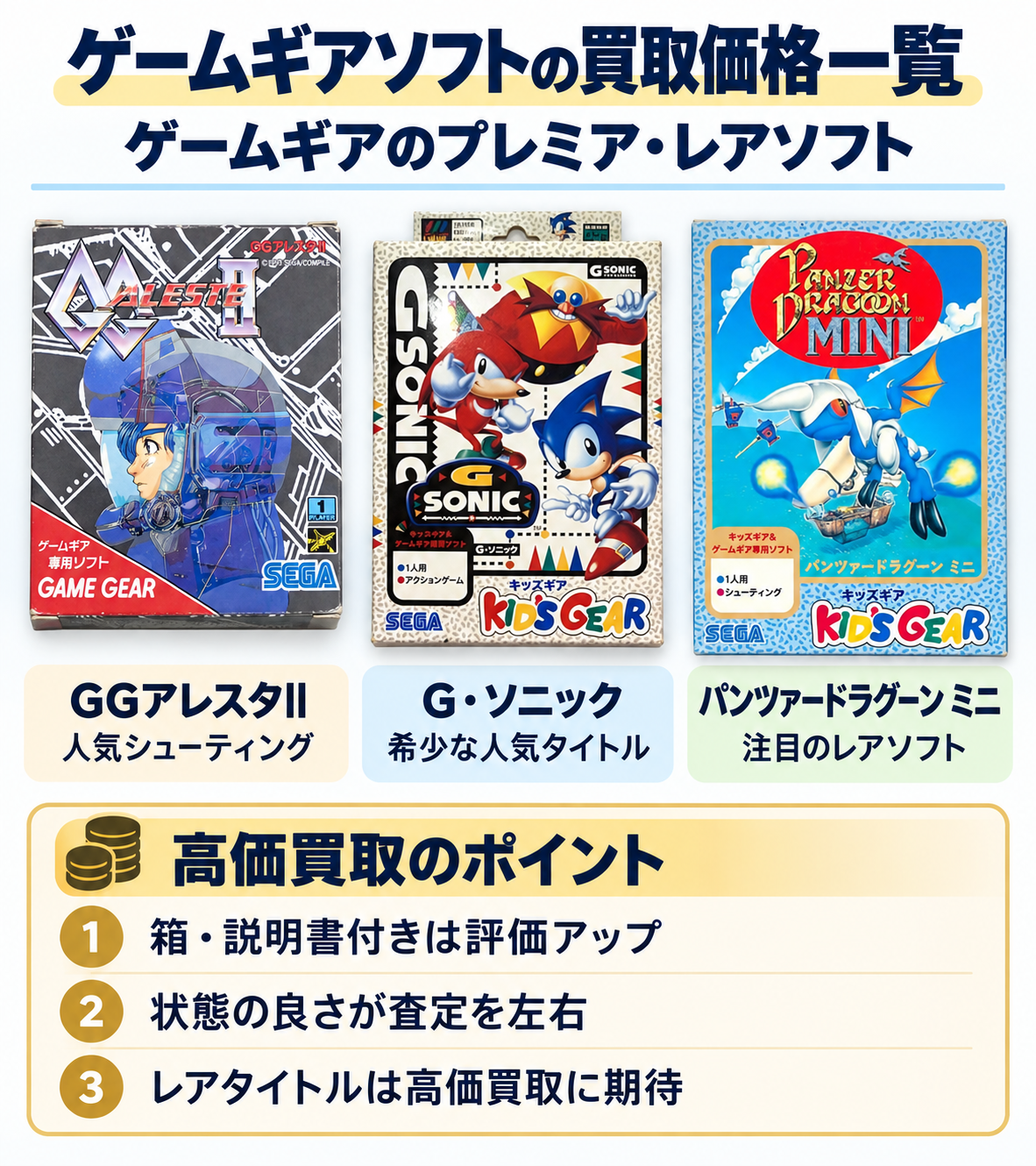 ゲームギア買取ガイド｜本体・ソフトの買取相場と高く売るコツ｜ホビー