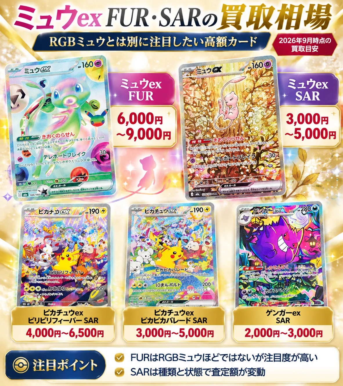 RGBミュウの買取相場｜30th CELEBRATION高額カード・30周年特別仕様の