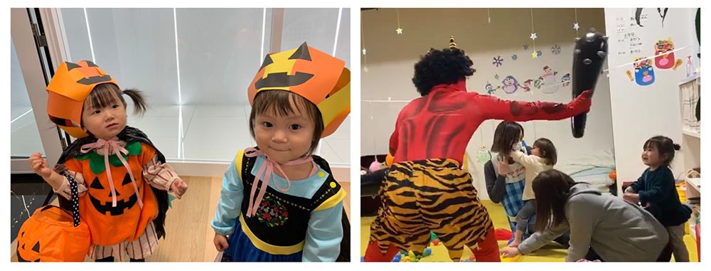 季節のイベントを楽しむ社員と子供