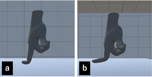 バーチャルハンドの指関節の変形による疑似触覚の検証 の研究画像