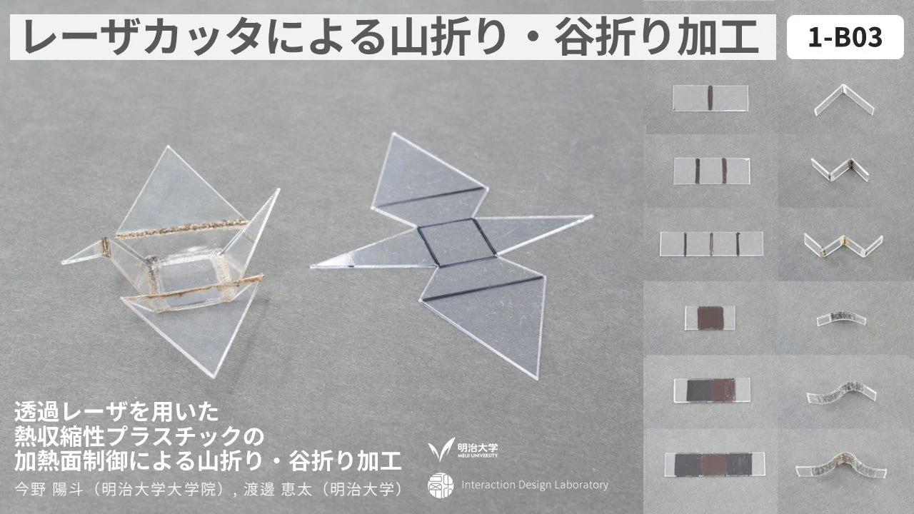 透過レーザを用いた熱収縮性プラスチックの加熱面制御による山折り・谷折り加工 の研究画像