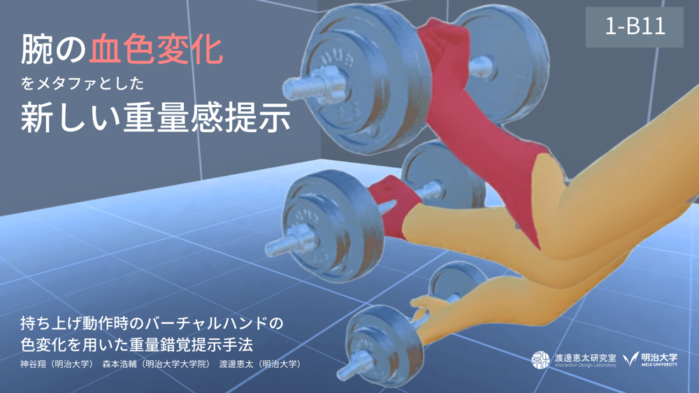持ち上げ動作時のバーチャルハンドの色変化を用いた重量錯覚提示手法 の研究画像