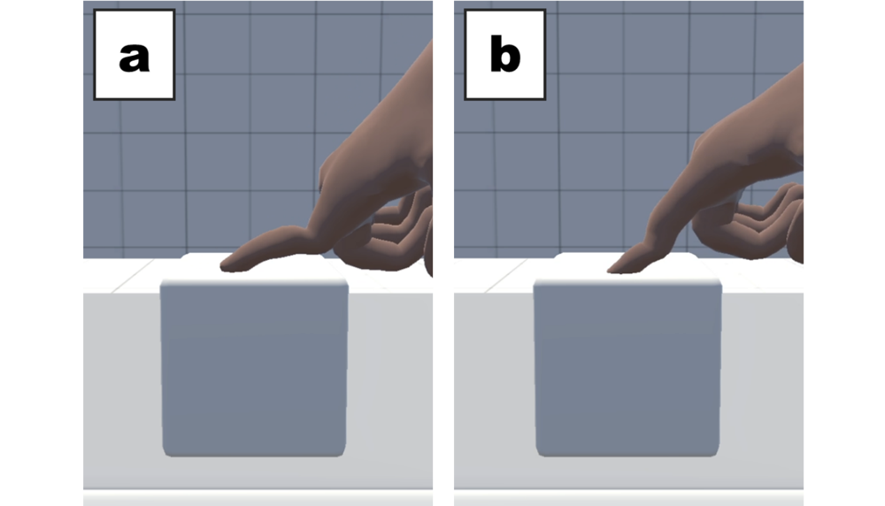 疑似触覚を用いたフィードバックとして最適なバーチャルハンドの指関節変形角度の調査 の研究画像