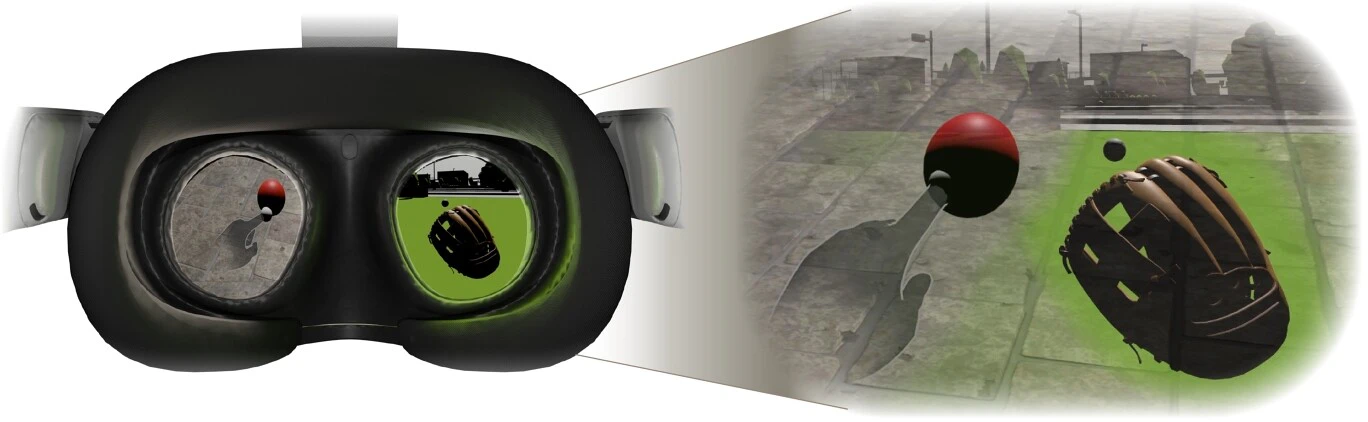 ParaSights: A Spatial Presentation Technique Enabling Parallel Interaction with Two Virtual Environments byExploiting Binocular Rivalry Suppression の研究画像