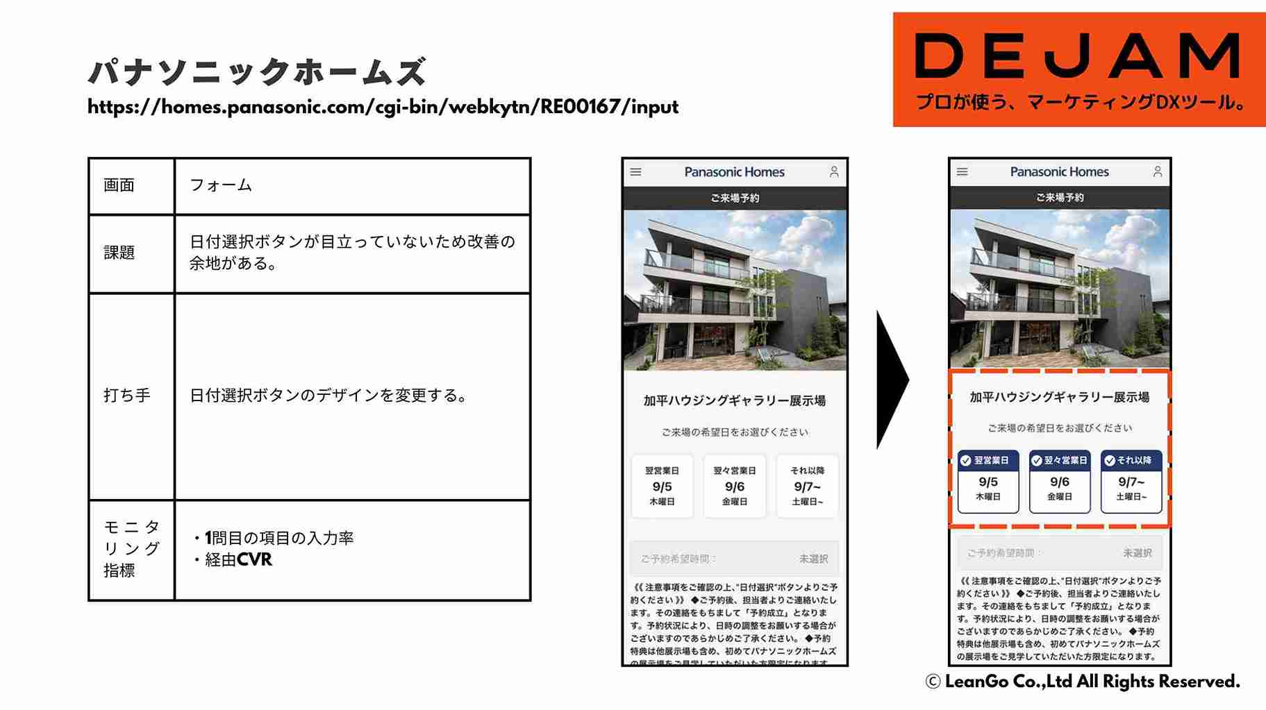 パナソニックホームズ フォーム画面のCVR改善案