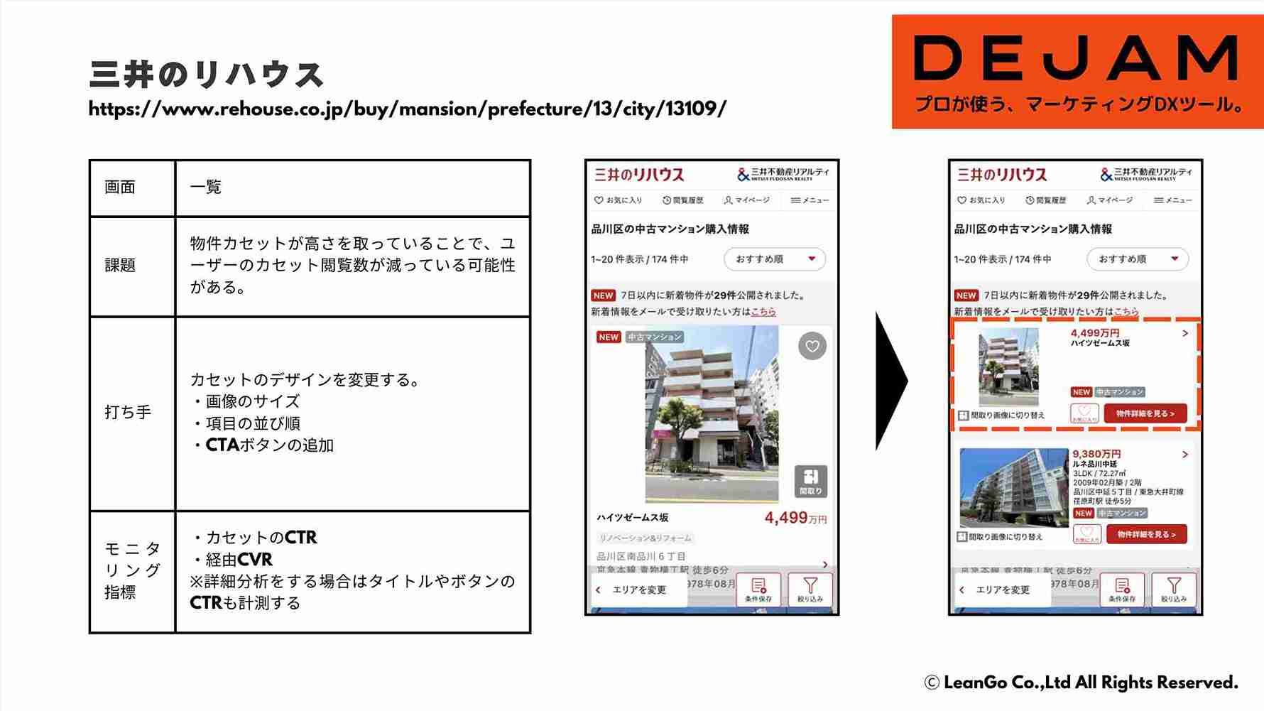 三井のリハウス 一覧画面のCVR改善案