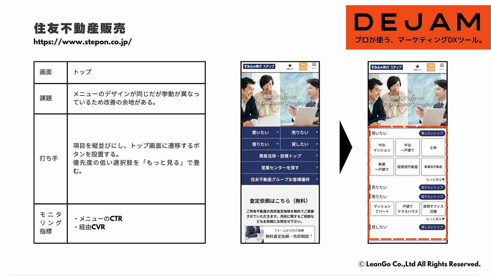 住友不動産販売 トップ画面のCVR改善案