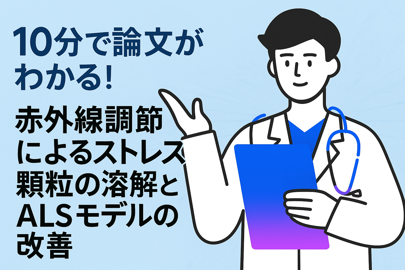 10分で論文がわかる!赤外線調節によるストレス顆粒の溶解とALSモデルの改善
