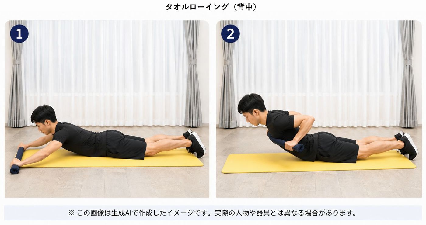 タオルローイング(背中)