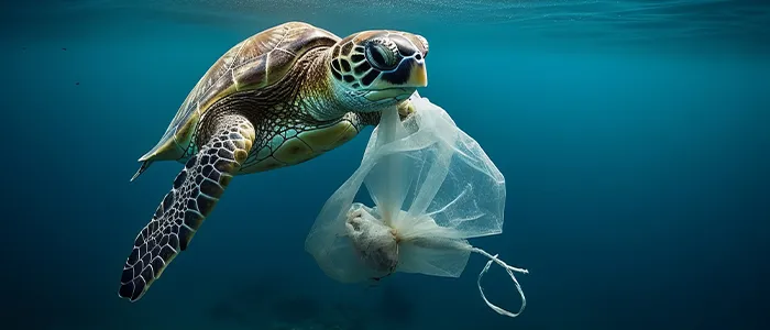 ウミガメとプラスチックごみ