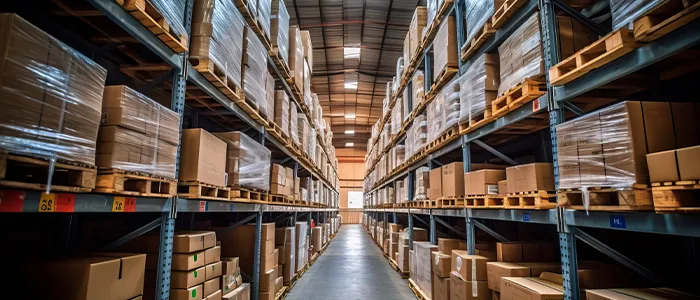 棚の並んだ倉庫