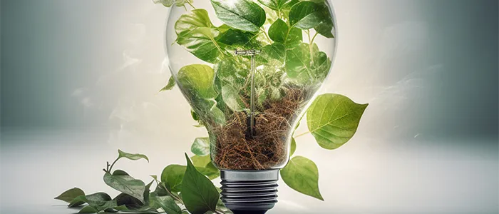 電球と植物のイメージ