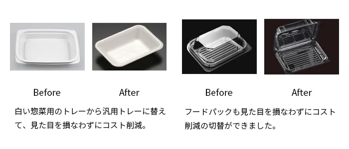 提案したトレーのビフォーアフター