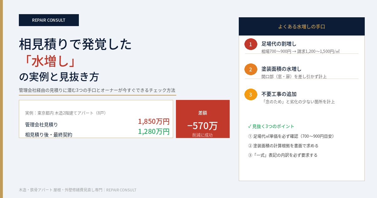 相見積りで発覚した「水増し」の実例と見抜き方