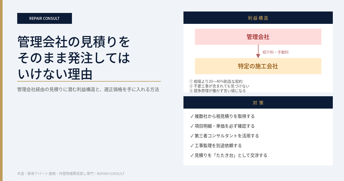 管理会社の見積りをそのまま発注してはいけない理由