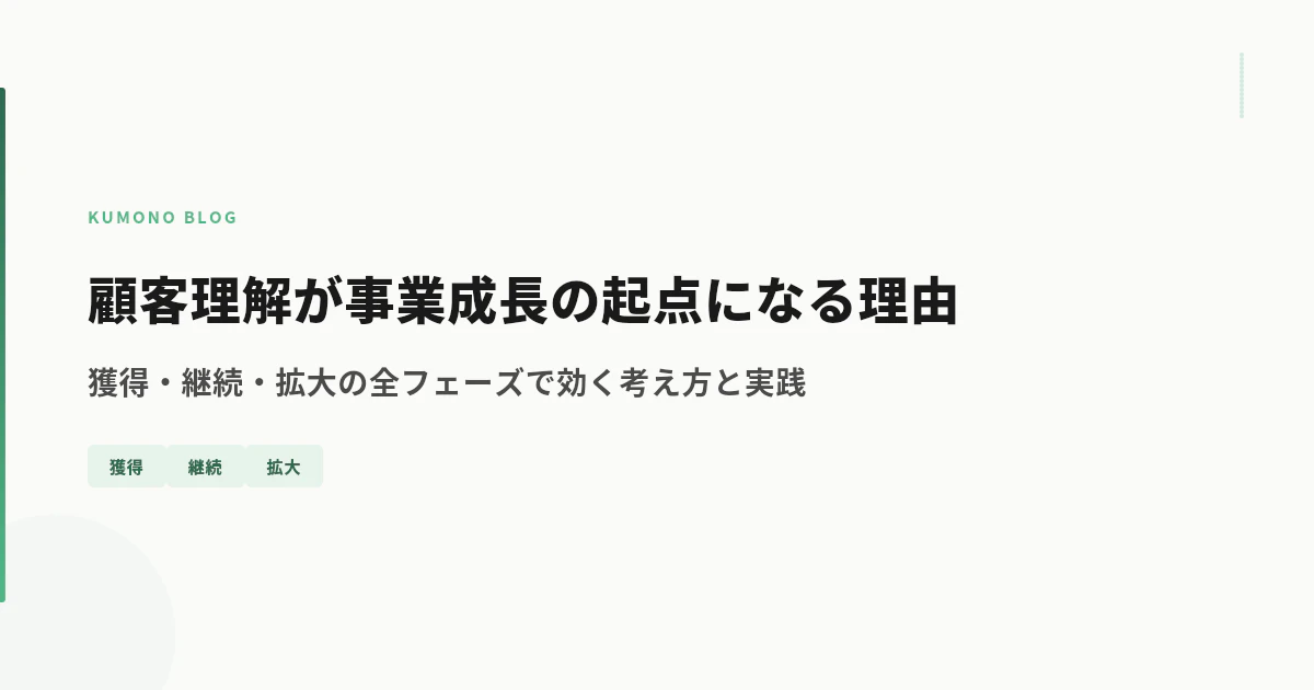 顧客理解が事業成長の起点になる理由｜獲得・継続・拡大の全フェーズで効く考え方と実践