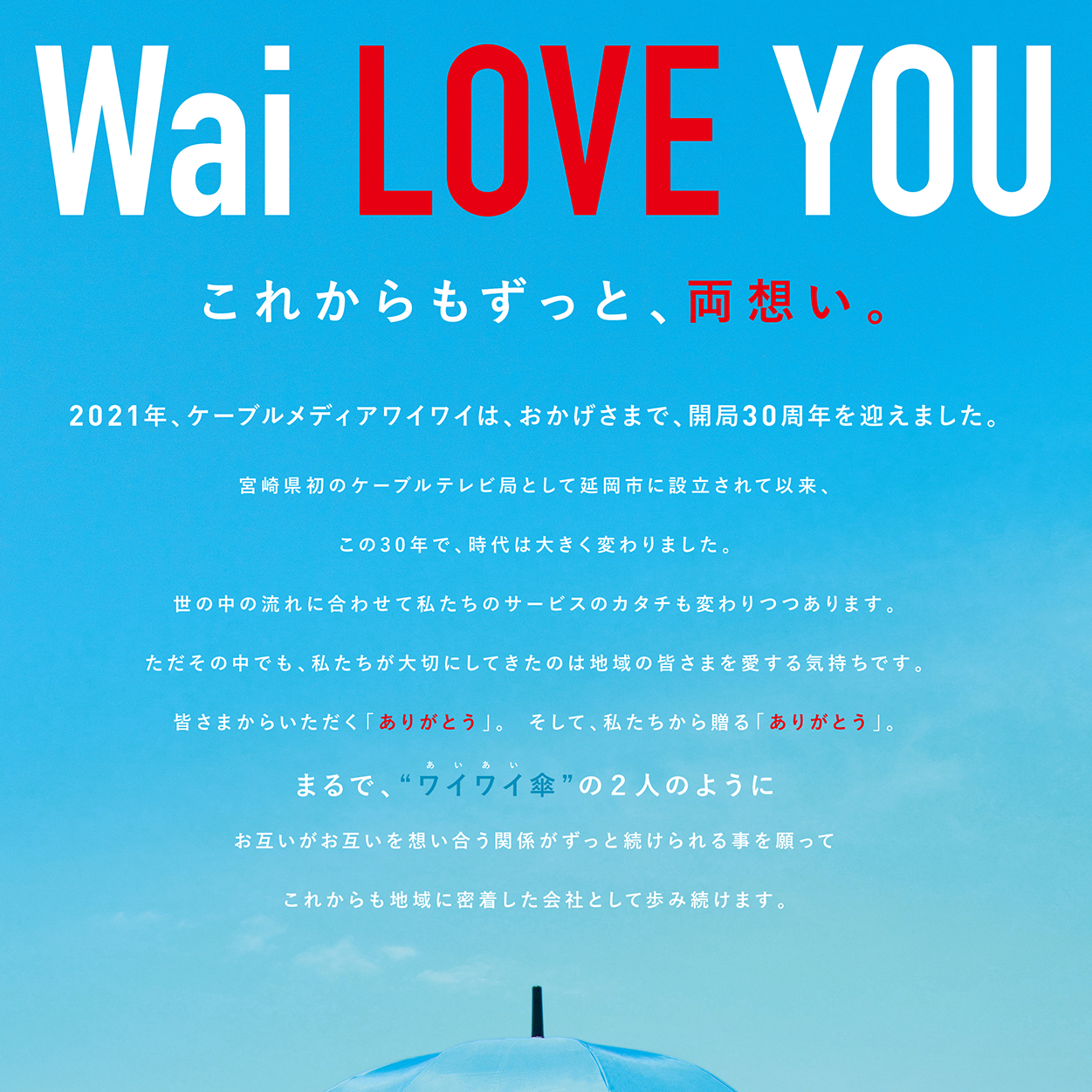 ケーブルメディアワイワイ様開局30周年記念広告（第32回宮日広告賞 銅賞）