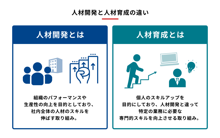 人材開発と人材育成の違いを説明する図