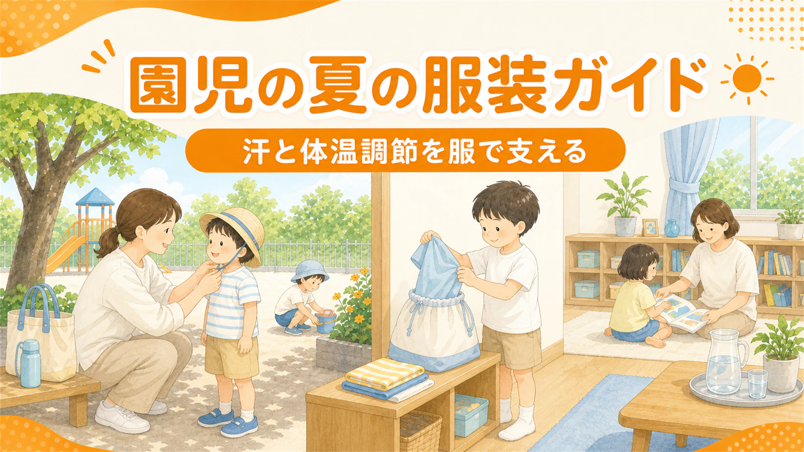 園児の夏の服装ガイド|体温調節と汗の始末を服で支える