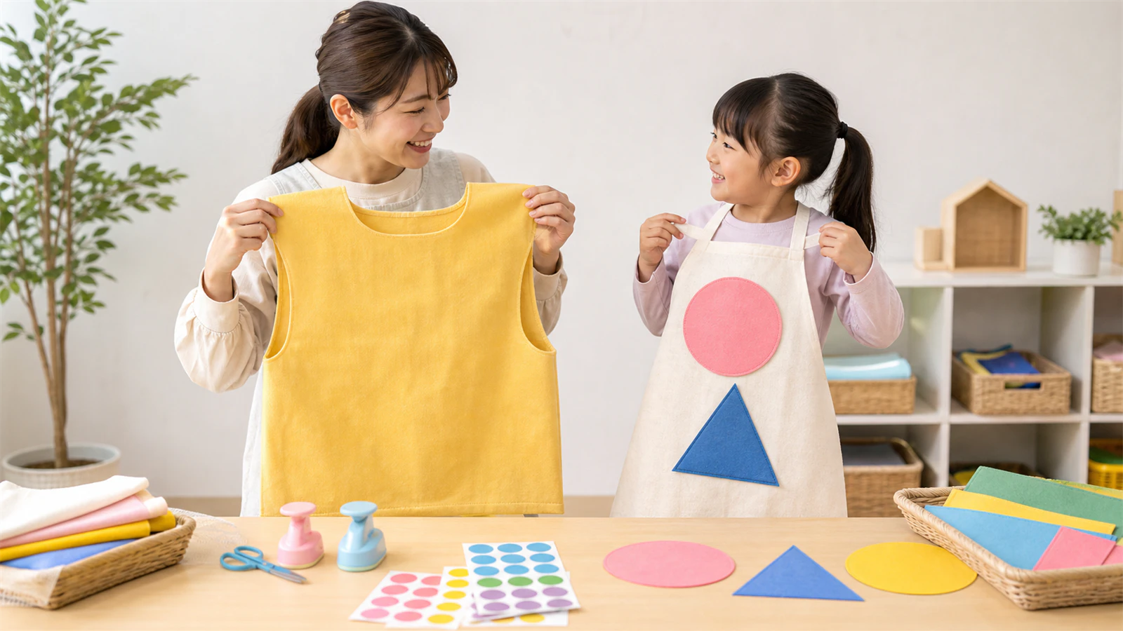 布の一枚ケープと大きな形パーツで作る簡単な発表会衣装