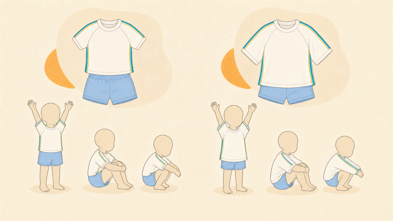 基準服と候補服を同じ動作で比較する図