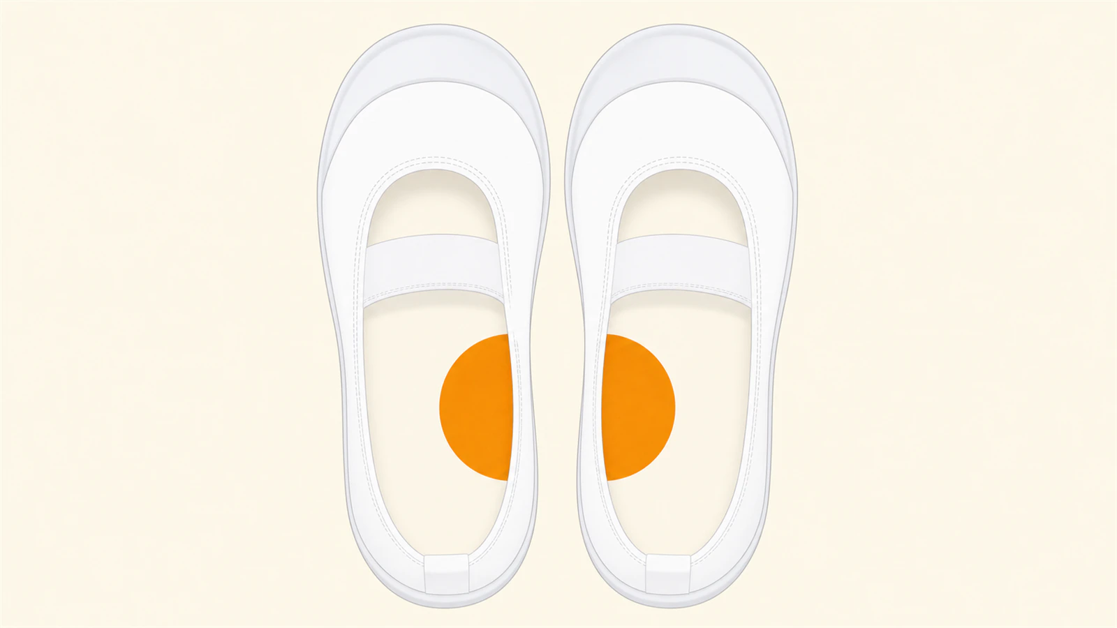 上履きを正しく並べると内側の目印が一組になる図