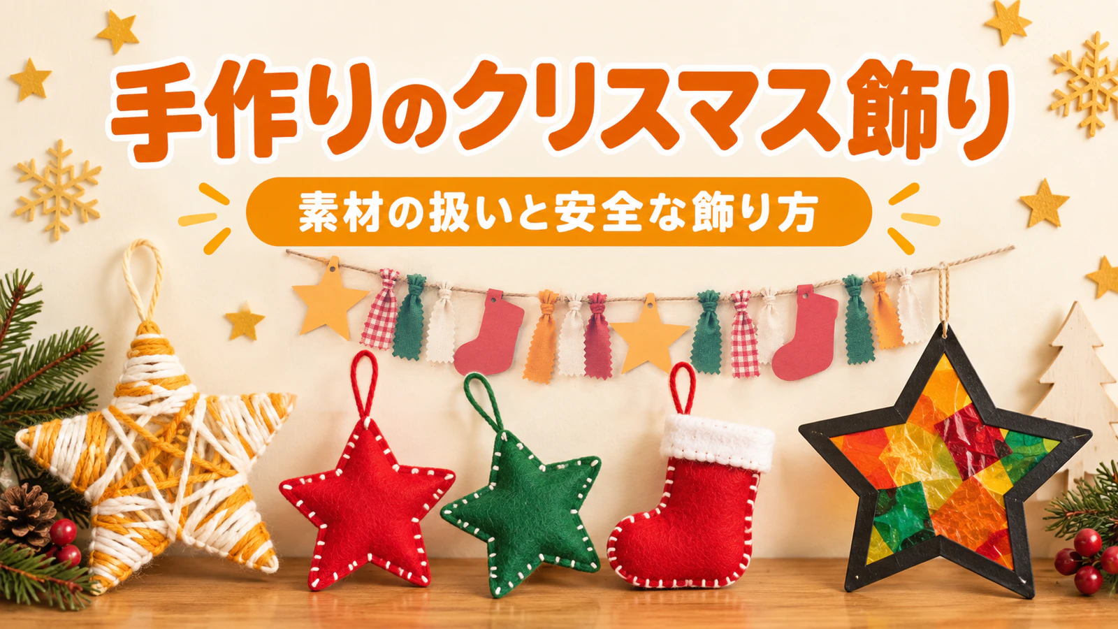 手作りのクリスマス飾り|園と家庭で作るオーナメント・窓飾りと安全な飾り方