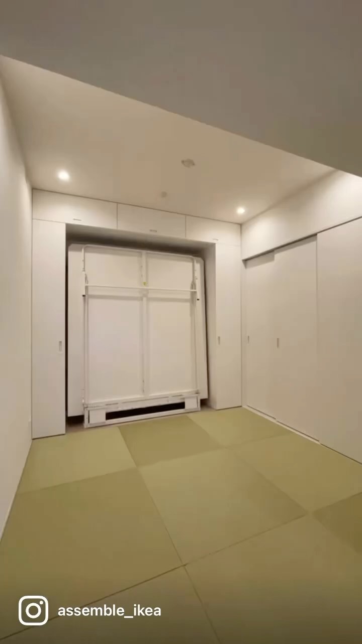 跳ね上げ式の収納ベッド。初めて作ってみましたの施工事例