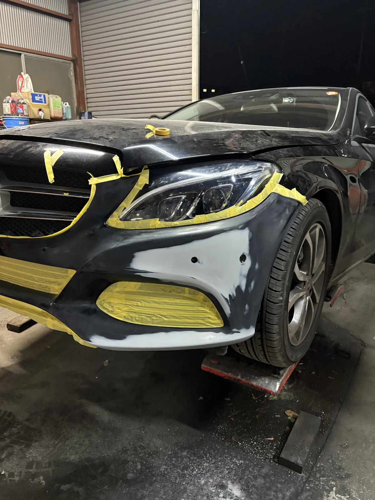 輸入車 ベンツCクラスセダン バンパー補修 修理後|小川町の伊藤モータース 2