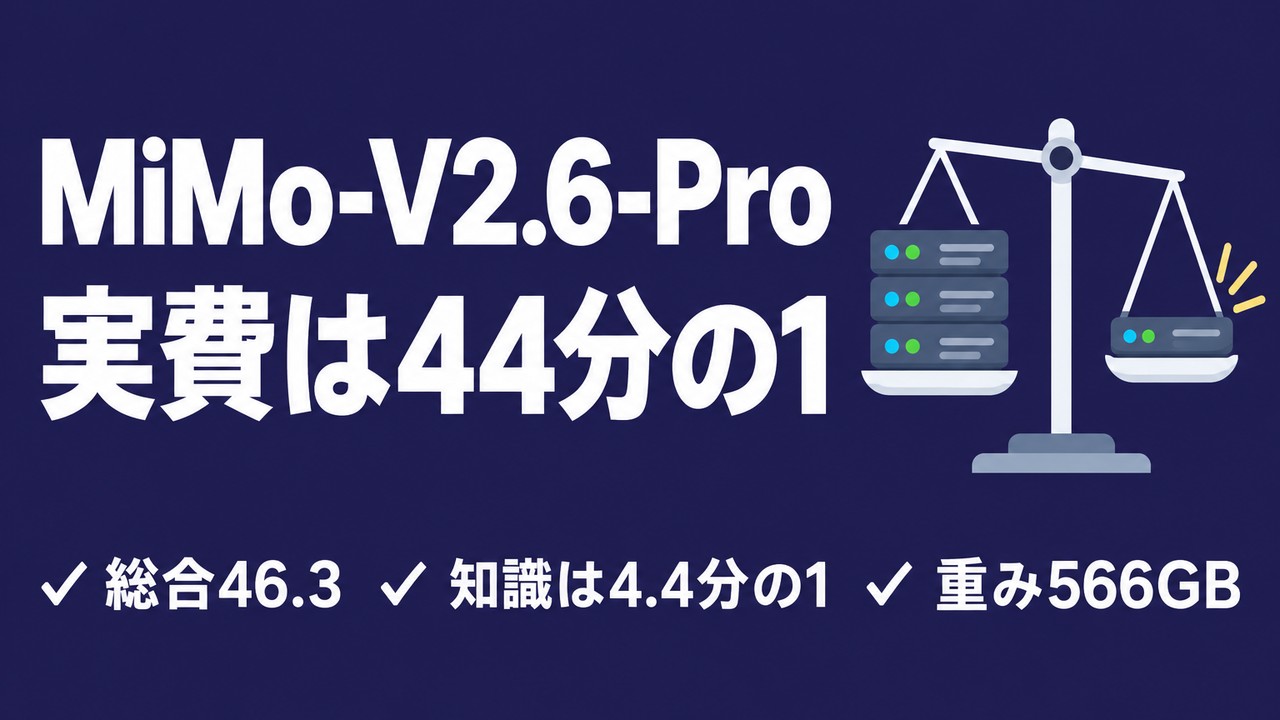 MiMo-V2.6-Proとは｜実費44分の1で何が違うか