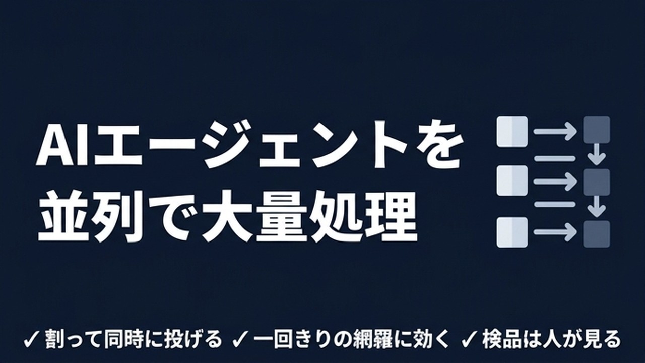 AIエージェントの並列実行｜大量処理が割に合う条件