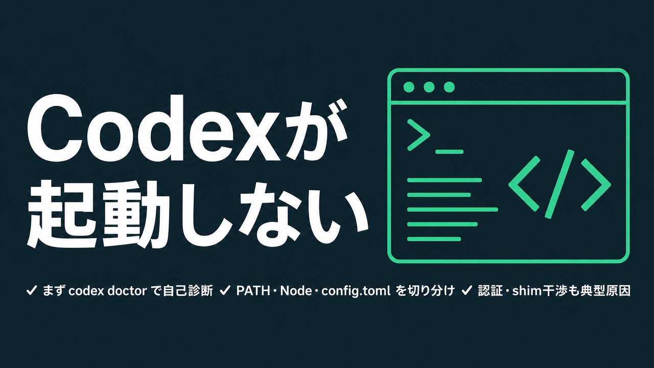 問題なく動作します。 Codexが起動しない時の原因と対処｜切り分け手順 | Codex for Business
