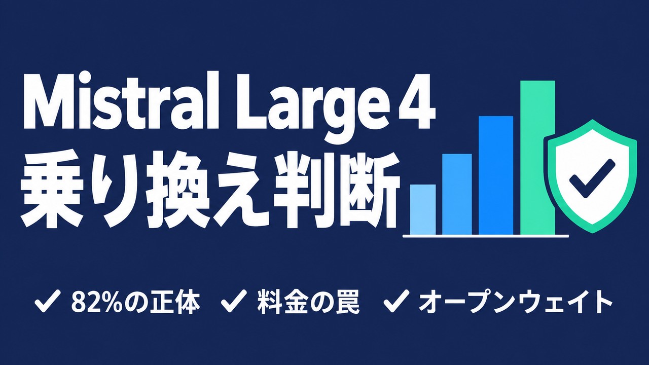 Mistral Large 4とは｜性能・料金と乗り換え判断