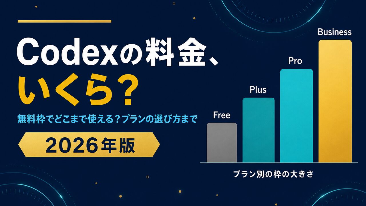 Codexの料金はいくら？無料枠とPlus/Pro/Businessの月額【2026年版】