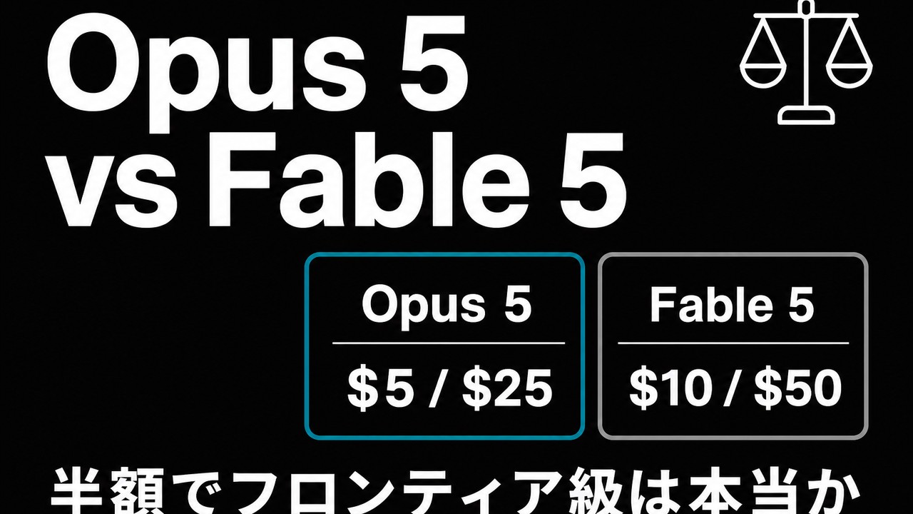 Opus 5 vs Fable 5｜半額でフロンティア級は本当か