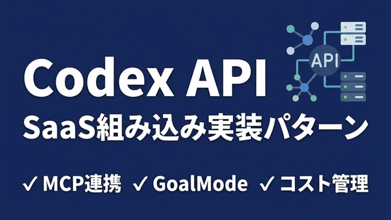 Codex API 活用｜SaaS 組み込みの実装パターン