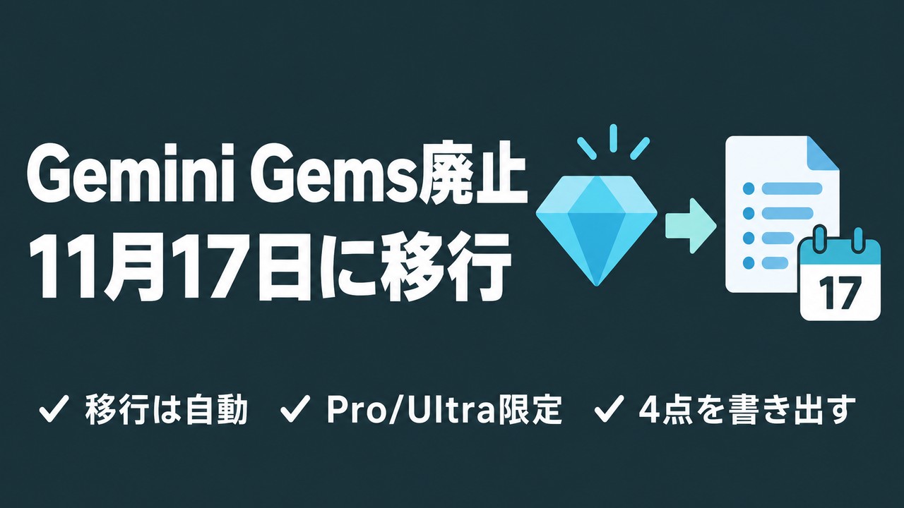 Gemini Gems廃止｜11月17日までにやること